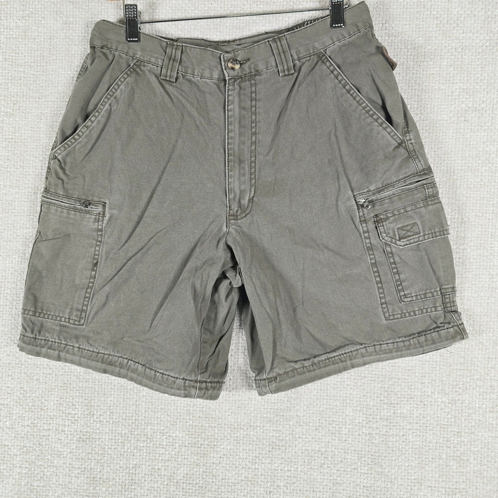 Guide‎ Series Mens Olive Green Cotton Canvas Cargo Shorts Size 34 Fits 32 Waist